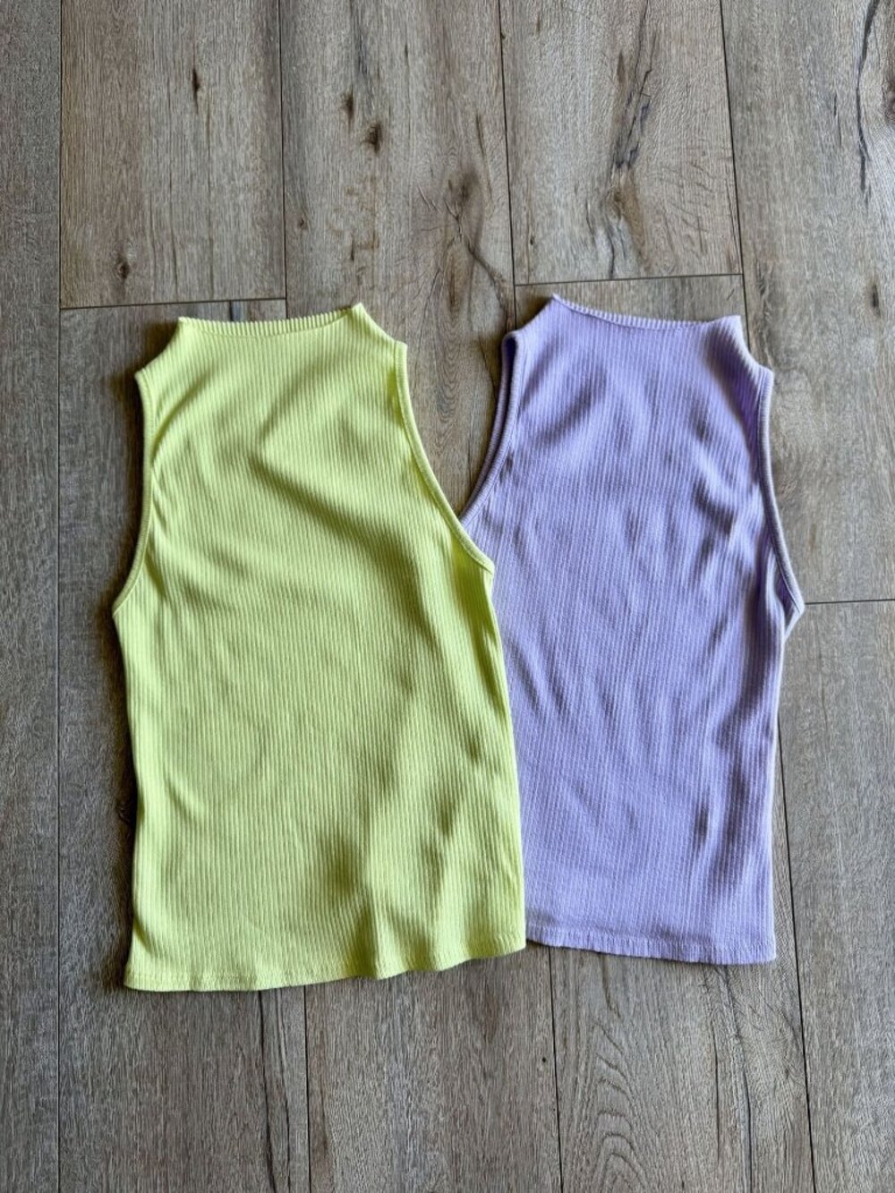 Anthropologie MAEVE 2 Ribbed‎ Knit High Neck Tank Tops Green Purple Extra Small